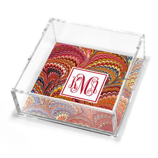 Flame Italian Marble Petite Lucite Trinket Tray